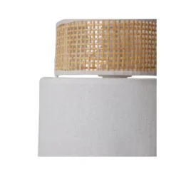 Applique Incurvée Rotin Et Tissu Blanc Ostaria -ATMOSPHERA Soldes applique incurvee rotin et tissu blanc ostaria 1 2