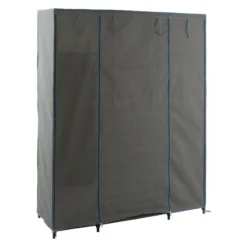 Armoire 1 Penderie + étagères + Boites Gris 5Five -ATMOSPHERA Soldes armoire 1 penderie etagere grise 2