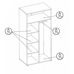 Armoire 2 Portes Blanc Et Gris Soma -ATMOSPHERA Soldes armoire 2 portes blanc et gris soma 2