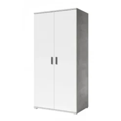 Armoire 2 Portes Blanc Et Gris Soma