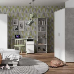 Armoire 2 Portes Blanc Et Gris Soma -ATMOSPHERA Soldes armoire 2 portes blanc et gris soma 3