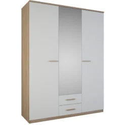 Demeyere Armoire 3 Portes Coloris Blanc Et Naturel Lena