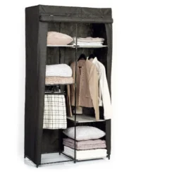 Armoire Modulable 3 Penderies / 5 étagères Noir 5Five 5 Armoire Modulable 3 Penderies / 5 étagères Noir 5Five -ATMOSPHERA Soldes armoire penderie 3 etageres noir 2