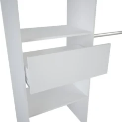 Demeyere Dressing Extensible Blanc Perle Avec Rideau Taupe -ATMOSPHERA Soldes armoire placard extensible avec rideau blanc perle 5