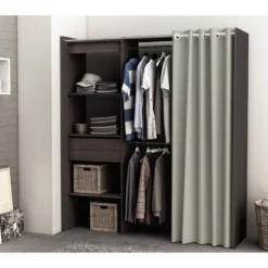 Demeyere Armoire/Placard Extensible SEATTLE Avec Rideau Chêne Vulcano -ATMOSPHERA Soldes armoire placard extensible seattle avec rideau chene vulcano 3