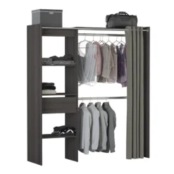 Demeyere Armoire/Placard Extensible SEATTLE Avec Rideau Chêne Vulcano -ATMOSPHERA Soldes armoire placard extensible seattle avec rideau chene vulcano 4