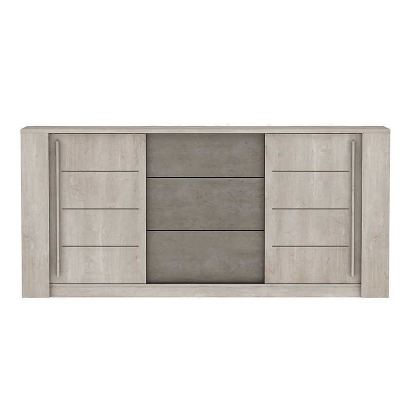 Demeyere Bahut 3 Tiroirs + 2 Portes CANNES Chêne Champagne/béton Clair 3 Demeyere Bahut 3 Tiroirs + 2 Portes CANNES Chêne Champagne/béton Clair – Image 3