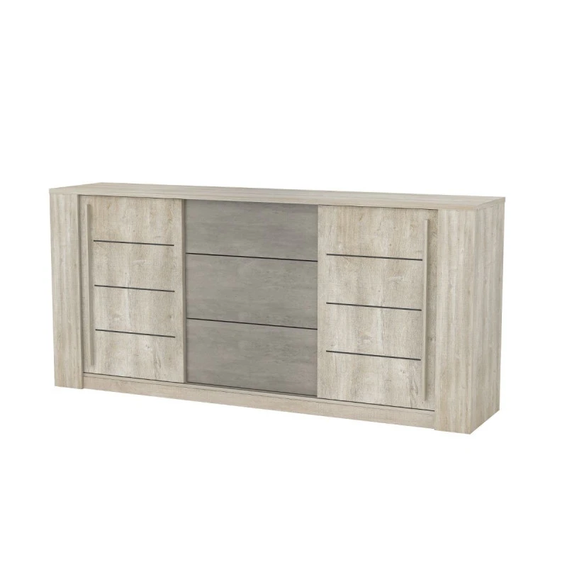 Demeyere Bahut 3 Tiroirs + 2 Portes CANNES Chêne Champagne/béton Clair 1 Demeyere Bahut 3 Tiroirs + 2 Portes CANNES Chêne Champagne/béton Clair