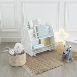 Bibliothèque Enfant Roulettes Gris Atmosphera -ATMOSPHERA Soldes bibliotheque enfant roulettes gri atmosphera 2