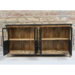 Buffet 4 Portes En Bois Massif Et Métal -ATMOSPHERA Soldes buffet 4 portes en bois massif et metal 3