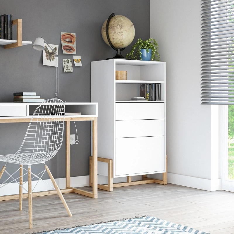 Buffet Haut 2 Tiroirs 1 Porte Oslo Blanc 2 Buffet Haut 2 Tiroirs 1 Porte Oslo Blanc – Image 2