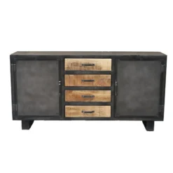 Buffet Métal Et Bois Jodhpur 2 Portes 4 Tiroirs