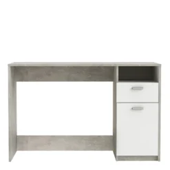 Demeyere Bureau Détroit Béton 1 Porte + 1 Niche + 1 Tiroir -ATMOSPHERA Soldes bureau detroit blanc beton 1 porte 1 niche 1 tiroir 2