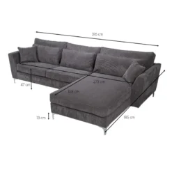 Canapé Angle Droit Isla Velours Côtelé Gris -ATMOSPHERA Soldes canape angle droit gris isla 6