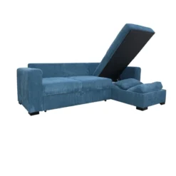 Canapé D'angle Joe Gauche Ou Droite Bleu Convertible Lit -ATMOSPHERA Soldes canape d angle joe gauche ou droite bleu convertible lit 2