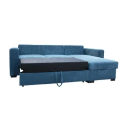 Canapé D'angle Joe Gauche Ou Droite Bleu Convertible Lit -ATMOSPHERA Soldes canape d angle joe gauche ou droite bleu convertible lit 3