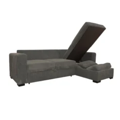 Canapé D'angle Joe Gauche Ou Droite Gris Convertible Lit -ATMOSPHERA Soldes canape d angle joe gauche ou droite gris convertible lit 3