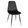 Chaise Velours Noir Pieds Gold Tyka Atmosphera