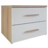Demeyere Chevet 2 Tiroirs Blanc Et Naturel Lena