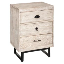 Chevet 3 Tiroirs Bois Blanchi Ajay Atmosphera