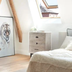 Chevet 3 Tiroirs Bois Blanchi Ajay Atmosphera -ATMOSPHERA Soldes chevet 3 tiroirs bois blanchi ajay atmosphera 3