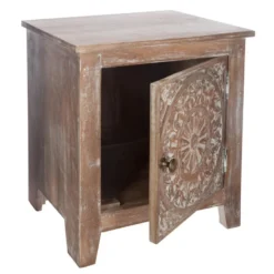 Chevet Shirel 1 Porte Bois Blanchi Atmosphera -ATMOSPHERA Soldes chevet shirel 1 porte bois blanchi atmosphera 3