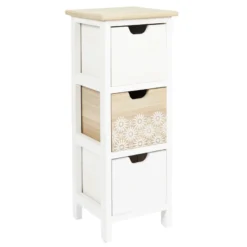 Chiffonnier 3 Tiroirs Chic Naturel Et Blanc