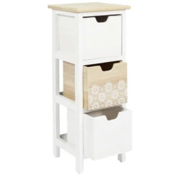 Chiffonnier 3 Tiroirs Chic Naturel Et Blanc -ATMOSPHERA Soldes chiffonnier 3 tiroirs chic naturel et blanc 4