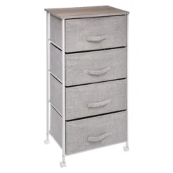 Chiffonnier 4 Tiroirs Avec Roulettes Gris Clair