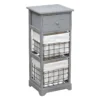 Chiffonnier Bois 1 Tiroir 2 Paniers Gris