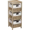 Chiffonnier En Bois 3 Paniers Jacinthe Naturel Et Blanc