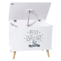 Coffre De Rangement "petit Bazar & Secrets" Blanc Atmosphera -ATMOSPHERA Soldes coffre de rangement petit bazar secret blanc atmosphera 2