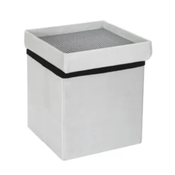 Coffre Pouf Pliable Gris Compatible Briques