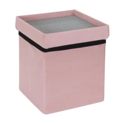 Coffre Pouf Pliable Rose Compatible Briques