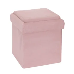 Coffre Pouf Pliable Rose Compatible Briques -ATMOSPHERA Soldes coffre pouf pliable rose compatible briques 1 2