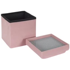 Coffre Pouf Pliable Rose Compatible Briques -ATMOSPHERA Soldes coffre pouf pliable rose compatible briques 1 3