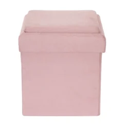 Coffre Pouf Pliable Rose Compatible Briques -ATMOSPHERA Soldes coffre pouf pliable rose compatible briques 1 4