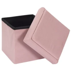 Coffre Pouf Pliable Rose Compatible Briques -ATMOSPHERA Soldes coffre pouf pliable rose compatible briques 1 6