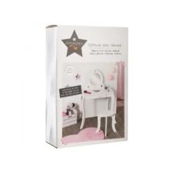 Coiffeuse Avec Tabouret Enfant Blanc Atmosphera -ATMOSPHERA Soldes coiffeuse avec tabouret pour enfant blanche 5