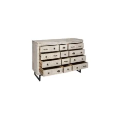 Commode 12 Tiroirs Ajay Manguier Sculpté Atmosphera -ATMOSPHERA Soldes commode 12 tiroirs ajay manguier sculpte atmosphera 2