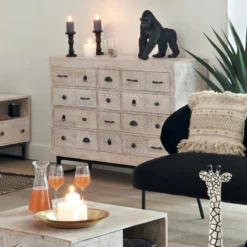 Commode 12 Tiroirs Ajay Manguier Sculpté Atmosphera -ATMOSPHERA Soldes commode 12 tiroirs ajay manguier sculpte atmosphera 7