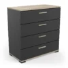 Demeyere Commode 4 Tiroirs Izzy Noir Et Bois