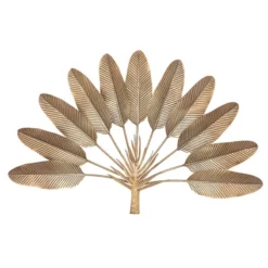 Déco Murale Métal 112x74 Feuilles Dorées Atmosphera