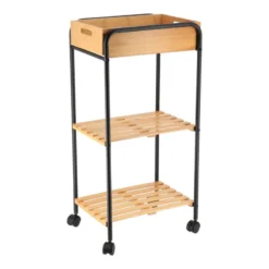 Desserte 1 Niche + 2 Niveaux Bambou/noir