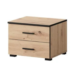 Ensemble De 2 Chevets 2 Tiroirs Nantes Noir Et Bois -ATMOSPHERA Soldes ensemble de 2 chevets 2 tiroirs nantes noir et bois 3