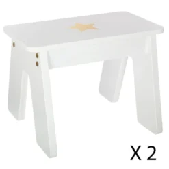 Ensemble Table + 2 Tabourets Enfant Blanc Doré Dream Atmosphera -ATMOSPHERA Soldes ensemble table 2 tabourets enfant blanc dore dream atmosphera 3