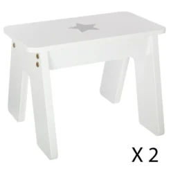 Ensemble Table + 2 Tabourets Enfant Blanc Gris Dream Atmosphera -ATMOSPHERA Soldes ensemble table tabourets enfant blanc gris dream atmosphera 3