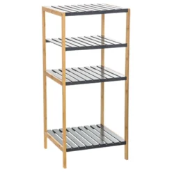 Etagère 4 Niveaux Salle Bain Varia Gris Bambou