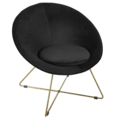 Fauteuil Evan Noir Piètement Doré Atmosphera