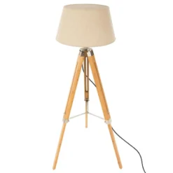 Lampadaire Trépied Runo Ivoire Bambou Atmosphera H 145 Cm